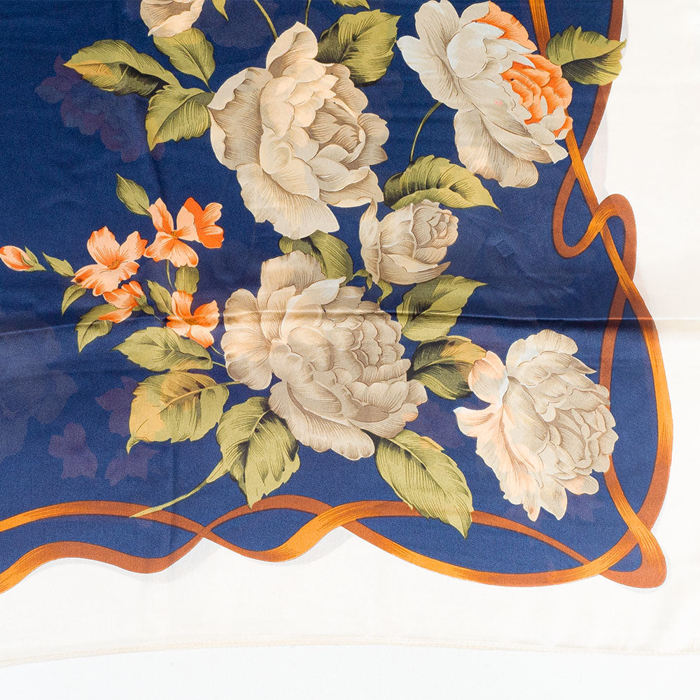 Plátno a květy, šála, 85 x 180 cm, Modrá, 100% veganské hedvábí 2 