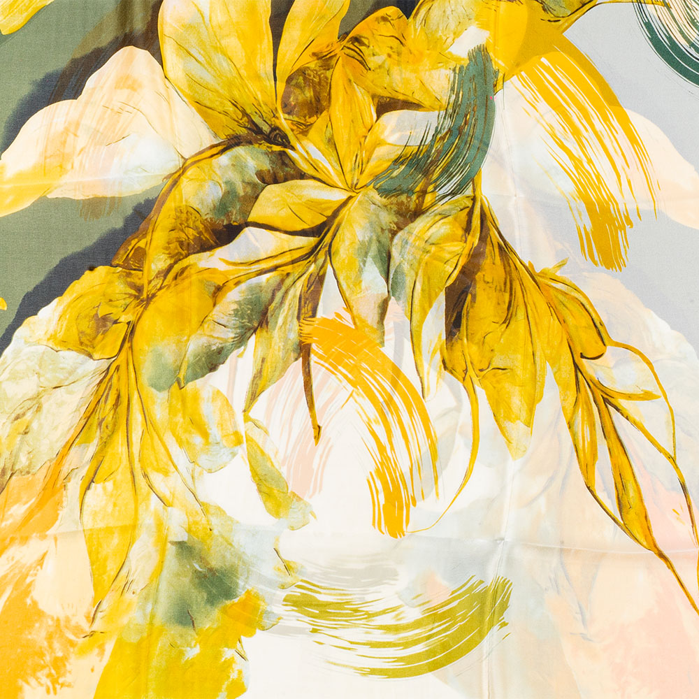 Dojem lilií, šála, 85 x 180 cm, Zelená, 100% veganské hedvábí 5 