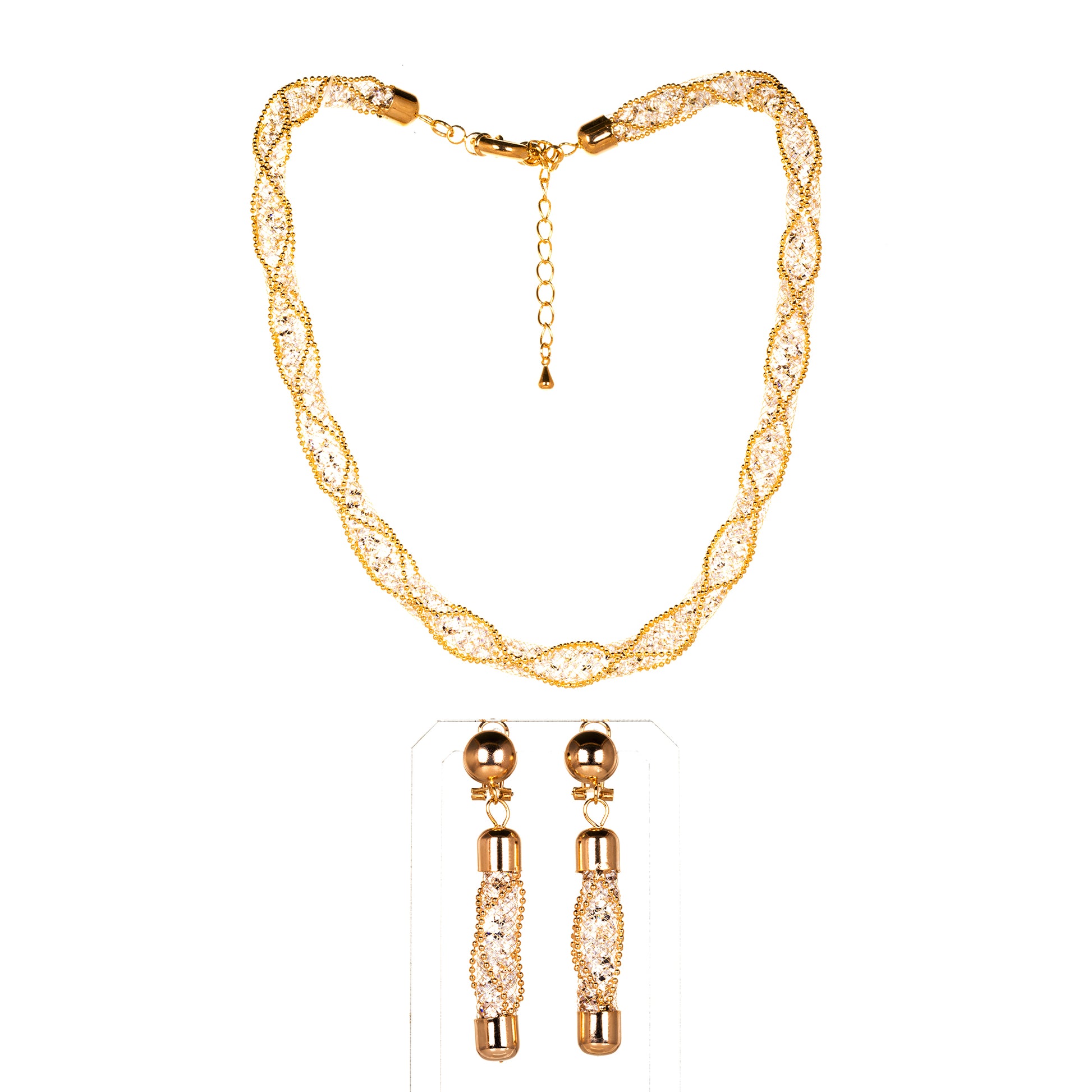 Pozlacená slitina - Sada s Bílým Emporia® Křišťálem 1 