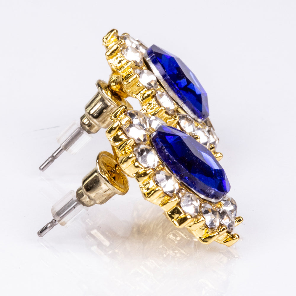 Pozlacená Slitinová Sada s Modrým Emporia® Křišťálem a Bílým Emporia® Křišťálem ( Náhrdelník+Náušnice ) 2 