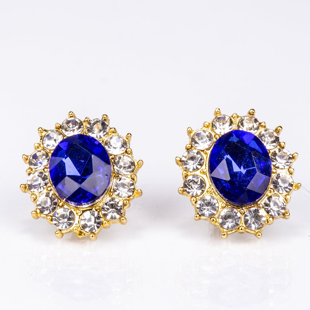 Pozlacená Slitinová Sada s Modrým Emporia® Křišťálem a Bílým Emporia® Křišťálem ( Náhrdelník+Náušnice ) 3 