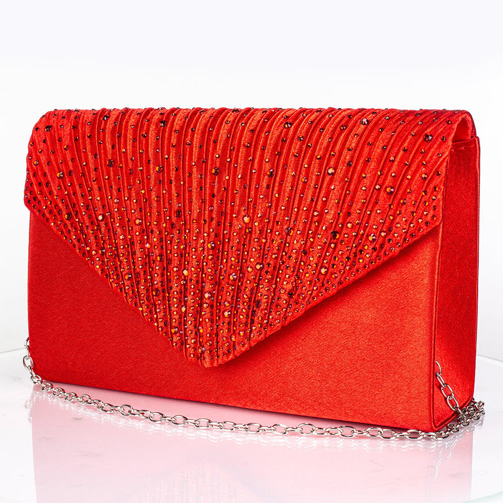 Pozlacený Slitinový Kabelka s Červeným Emporia® Křišťálem a Bílým Emporia® Křišťálem ( Náhrdelník+Náušnice+Náramek+Prsten ) 2 