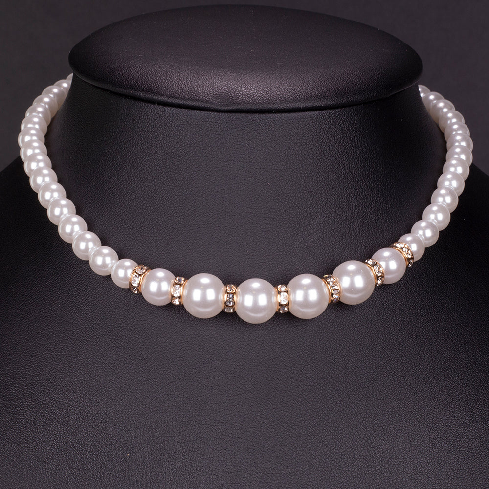 Pozlacený Slitinový Hodinky s Bílým Emporia® Křišťálem ( Náhrdelník+Náušnice+Náramek ) 9 