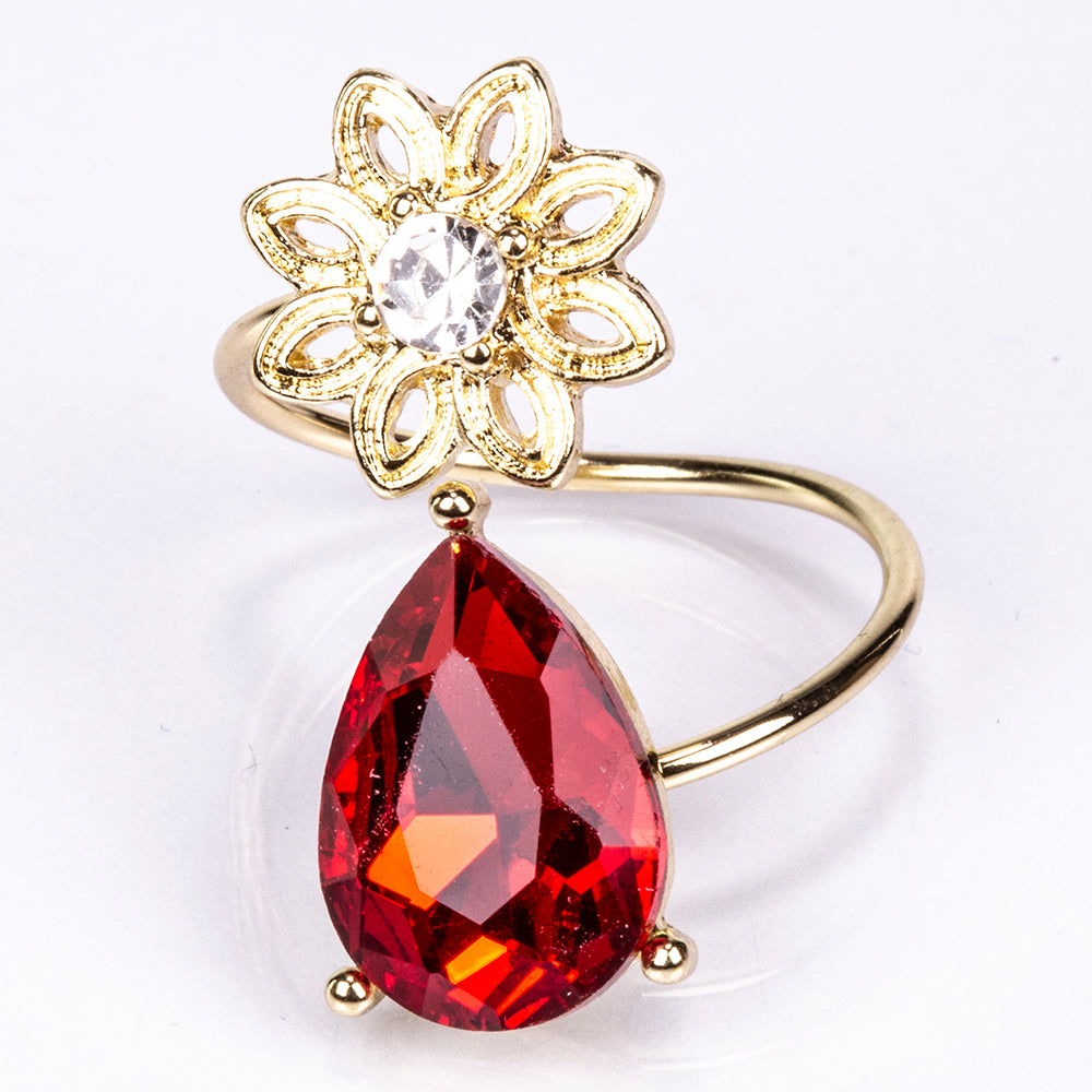 Pozlacená Slitinová Sada s Červeným Emporia® Křišťálem a Bílým Emporia® Křišťálem ( Náhrdelník+Náušnice )