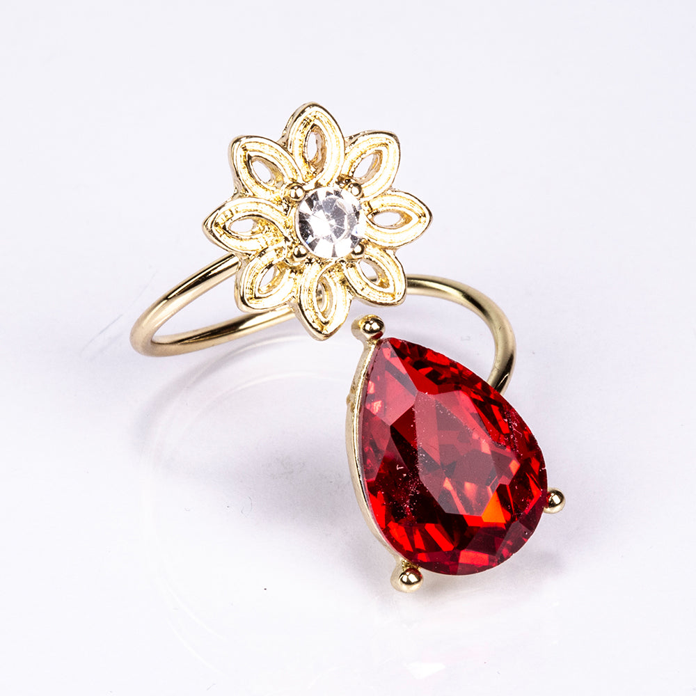 Pozlacená Slitinová Sada s Červeným Emporia® Křišťálem a Bílým Emporia® Křišťálem ( Náhrdelník+Náušnice ) 4 