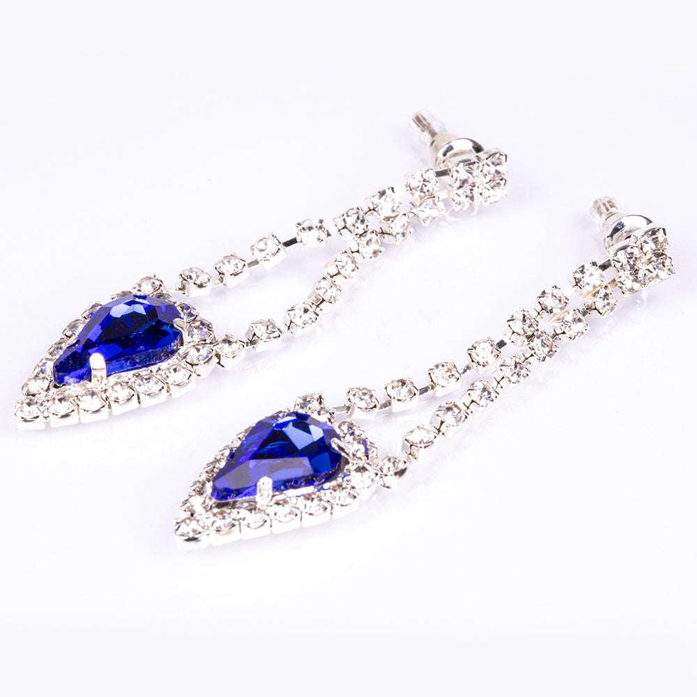 Pozlacená Slitinová Sada s Modrým Emporia® Křišťálem a Bílým Emporia® Křišťálem ( Náhrdelník+Náušnice )