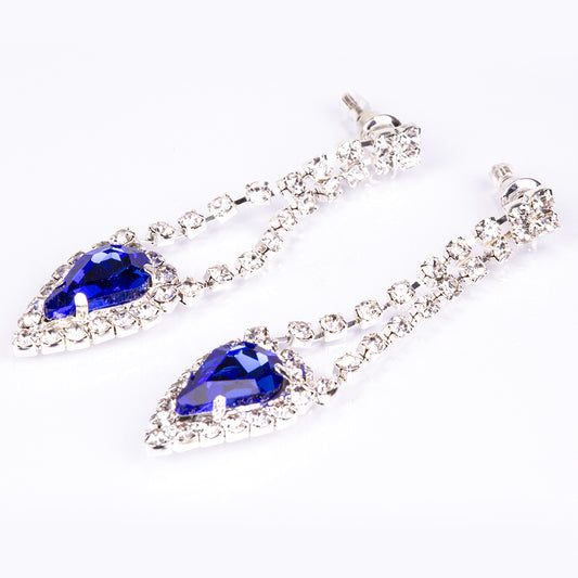 Pozlacená Slitinová Sada s Modrým Emporia® Křišťálem a Bílým Emporia® Křišťálem ( Náhrdelník+Náušnice )