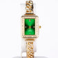 Pozlacená slitina - Hodinky se Smaragdem - Karátové číslo: 0.01.