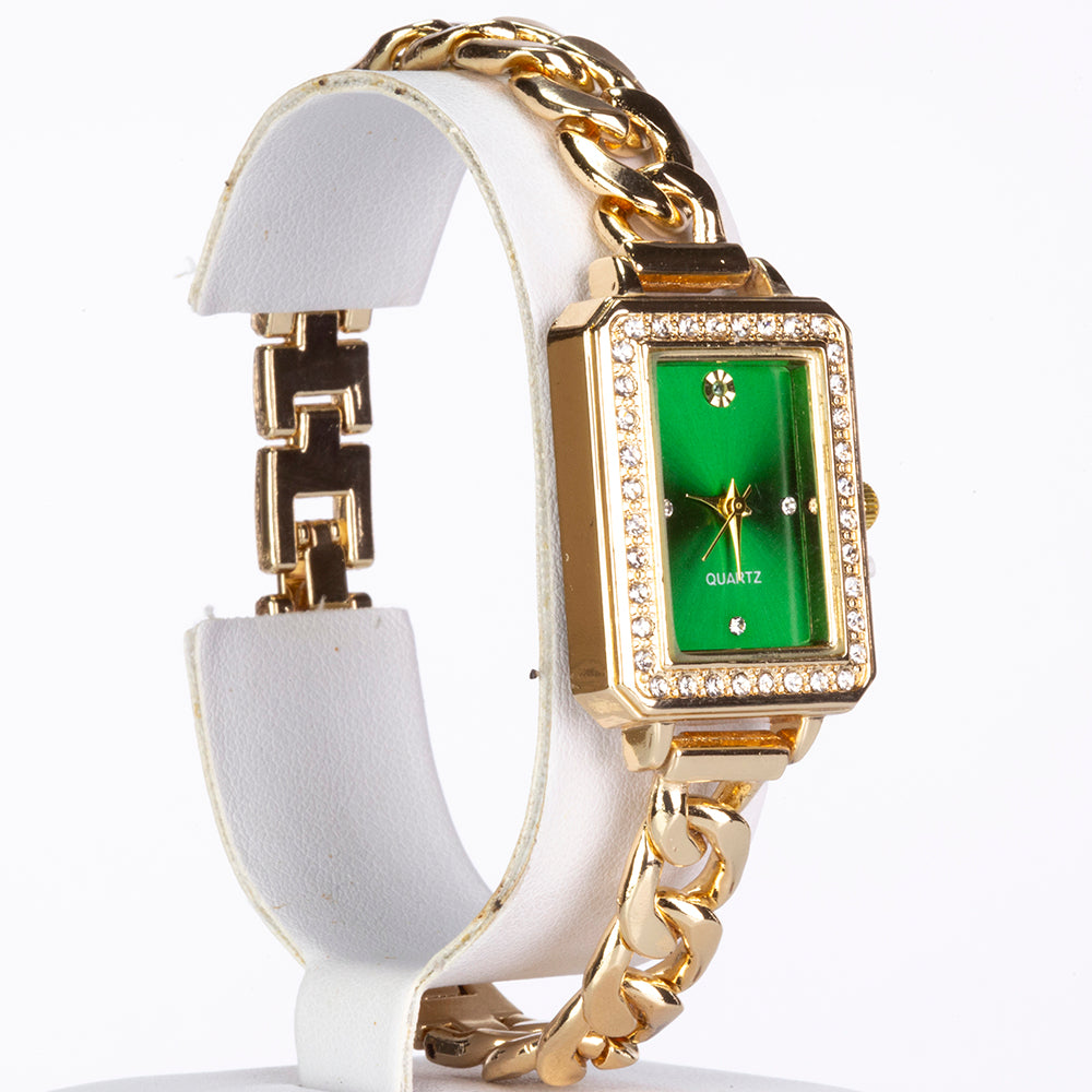 Pozlacená slitina - Hodinky se Smaragdem - Karátové číslo: 0.01. 1 