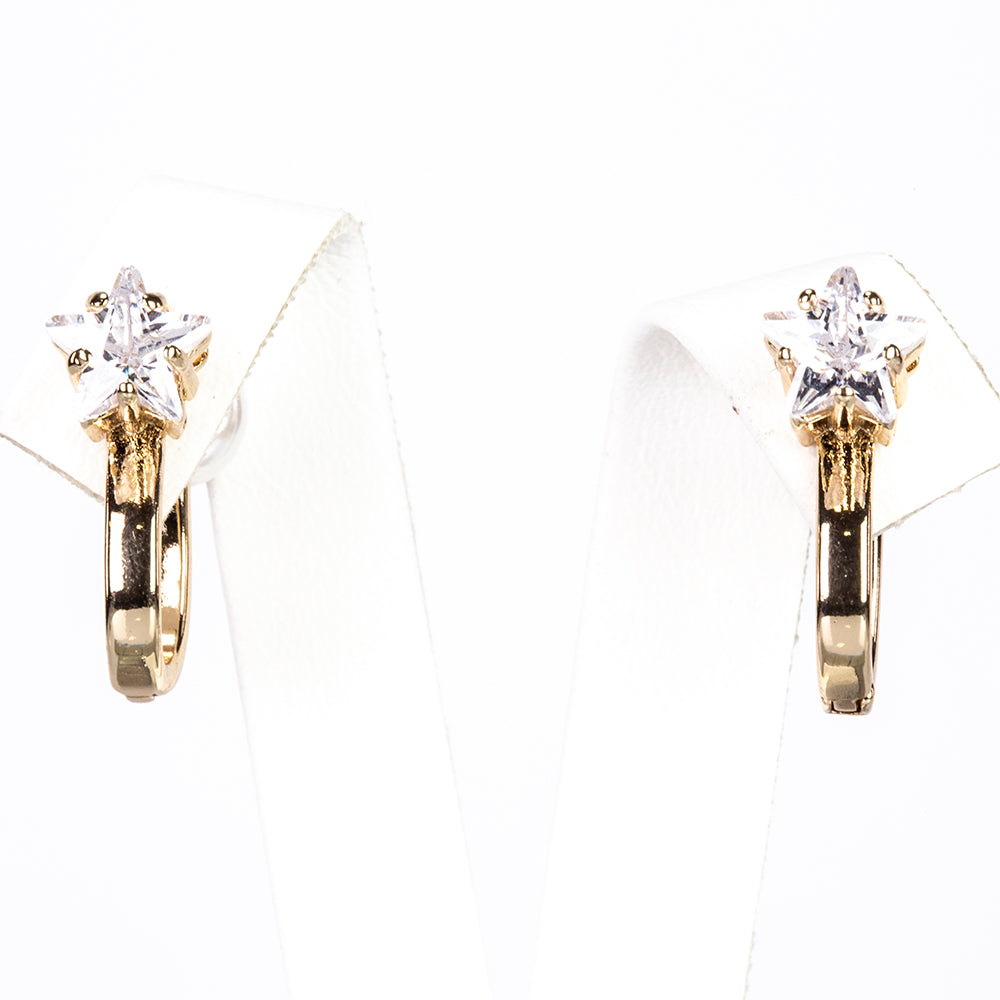 Pozlacená slitina - Náušnice se Skleněná Perla a Bílým Emporia® Křišťálem 3 