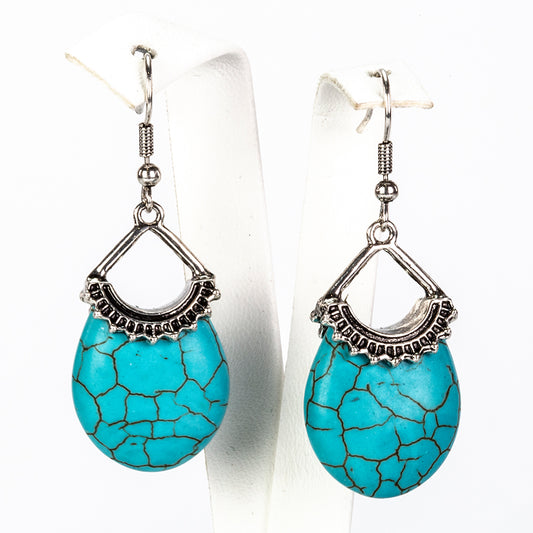 Pozlacená slitina - Sada s Tyrkysem - Karátové číslo: 170. přibližná hmotnost: 34 gramů ( Náhrdelník+Náušnice )