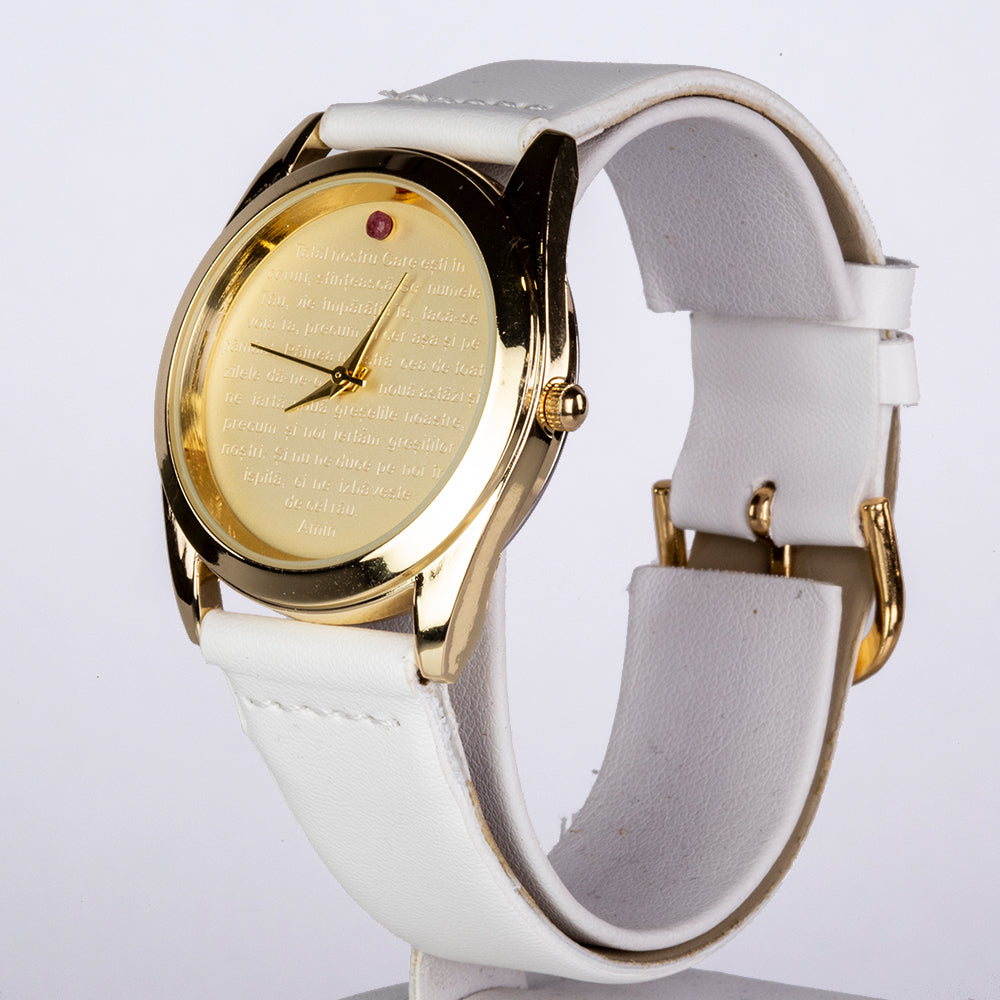 Pozlacená slitina - Hodinky s Rubínem - Karátové číslo: 0.03. přibližná hmotnost: 35 gramů