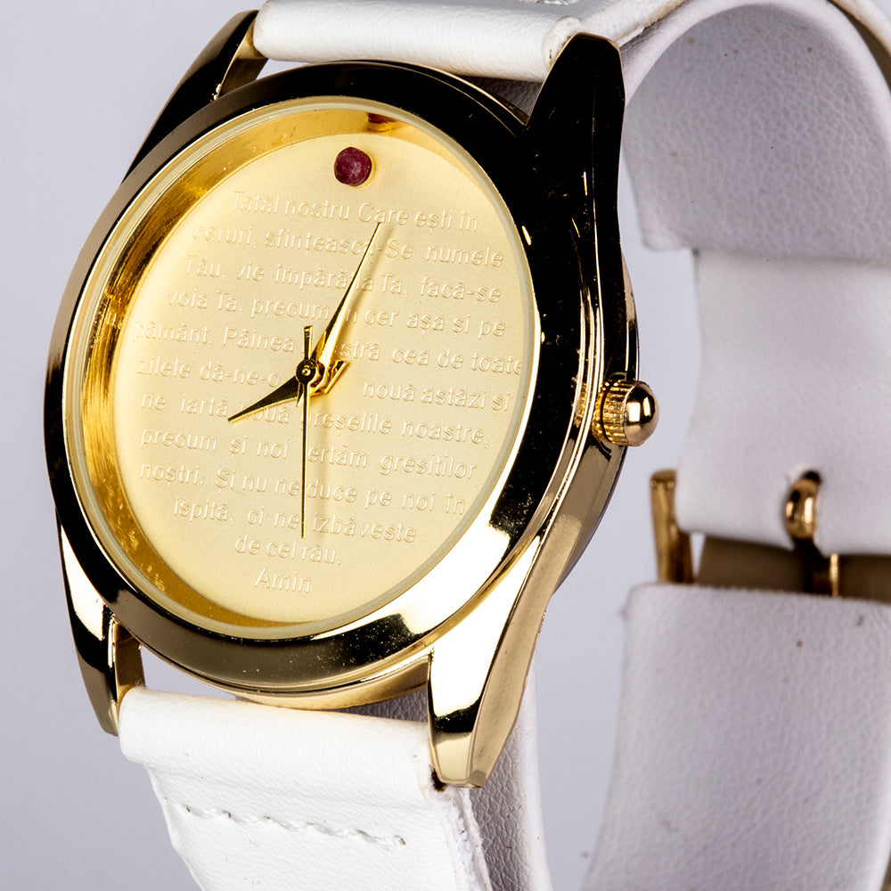 Pozlacená slitina - Hodinky s Rubínem - Karátové číslo: 0.03. přibližná hmotnost: 35 gramů