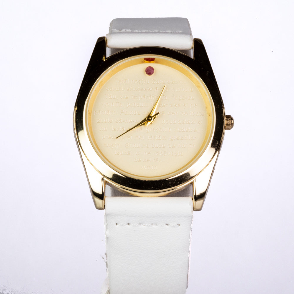 Pozlacená slitina - Hodinky s Rubínem - Karátové číslo: 0.03. přibližná hmotnost: 35 gramů