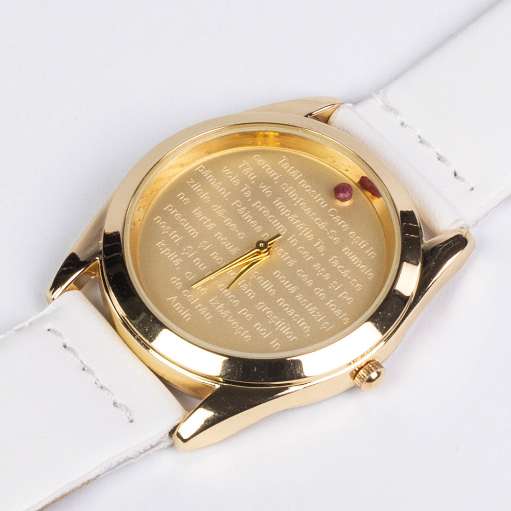 Pozlacená slitina - Hodinky s Rubínem - Karátové číslo: 0.03. přibližná hmotnost: 35 gramů 5 