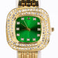 Pozlacená slitina - Hodinky se Smaragdem a Bílým Emporia® Křišťálem - Karátové číslo: 0.02. přibližná hmotnost: 100 gramů ( Náramek )