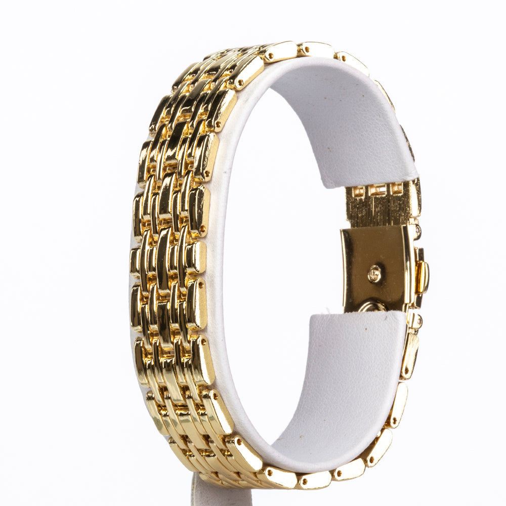 Pozlacená slitina - Hodinky se Smaragdem a Bílým Emporia® Křišťálem - Karátové číslo: 0.02. přibližná hmotnost: 100 gramů ( Náramek ) 5 