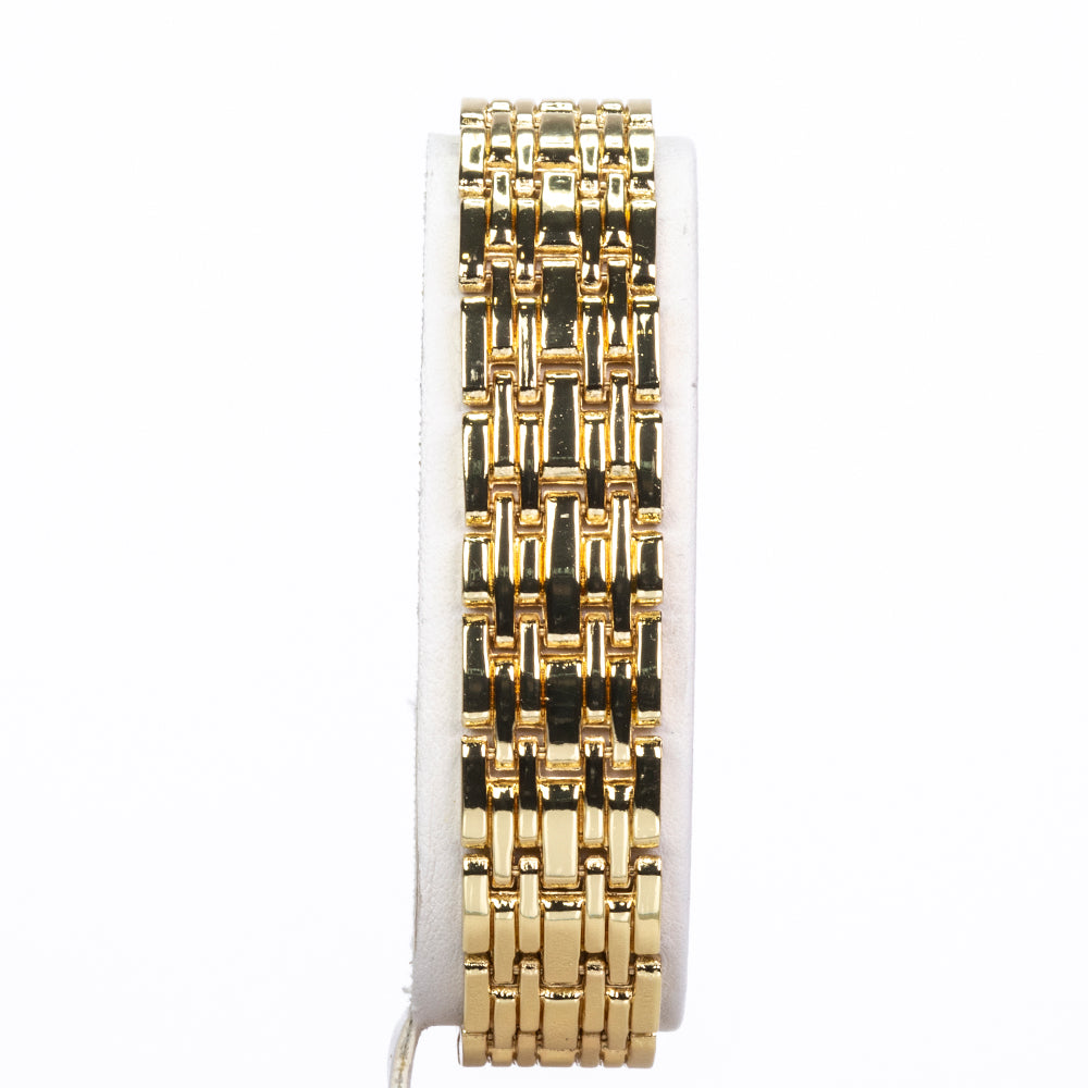 Pozlacená slitina - Hodinky se Smaragdem a Bílým Emporia® Křišťálem - Karátové číslo: 0.02. přibližná hmotnost: 100 gramů ( Náramek )