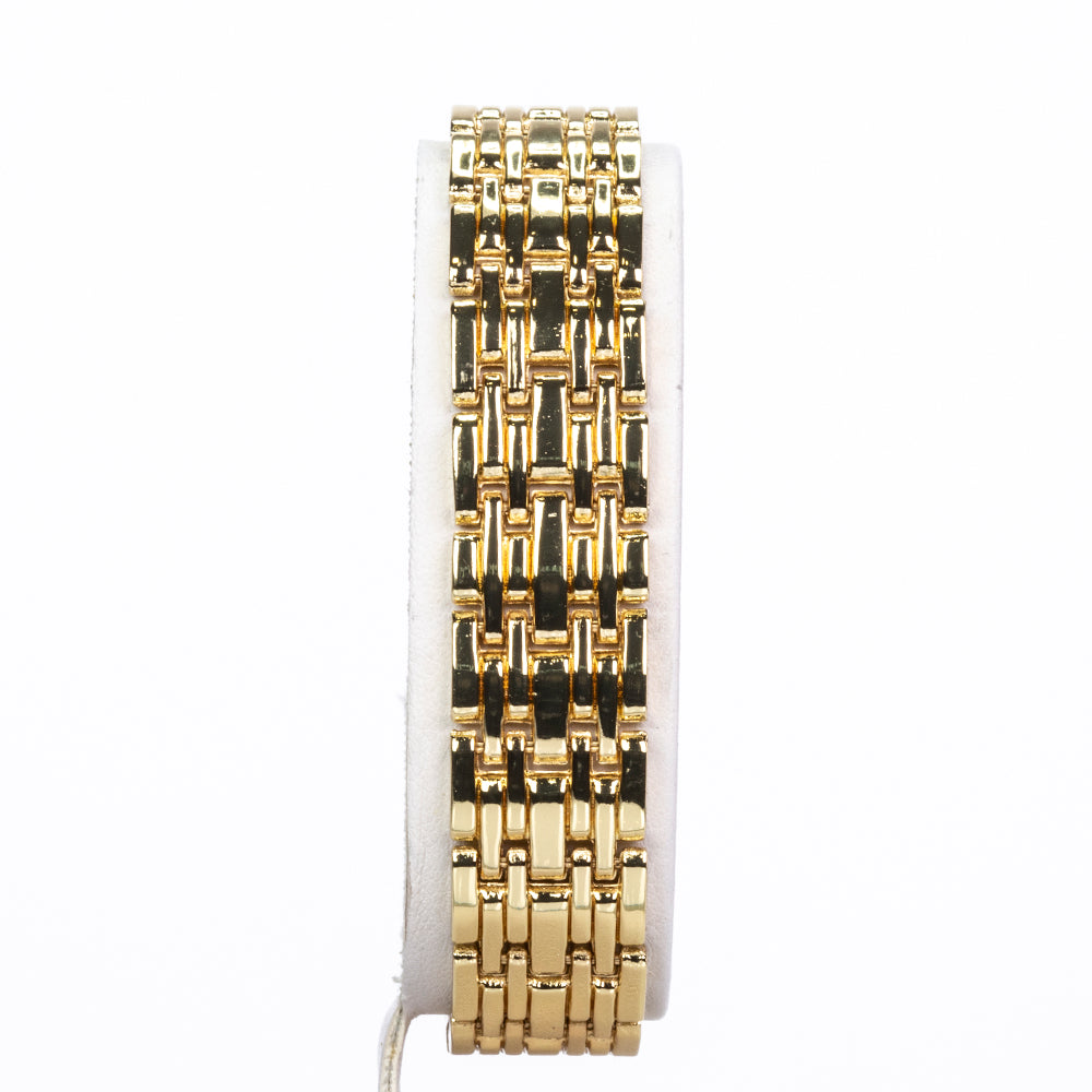 Pozlacená slitina - Hodinky se Safírem a Bílým Emporia® Křišťálem - Karátové číslo: 0.03. přibližná hmotnost: 100 gramů ( Náramek )