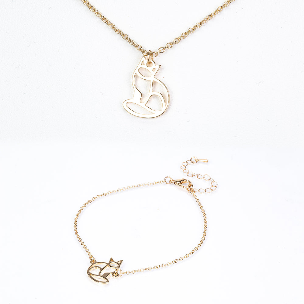 Pozlacená Slitinová Sada ( Náhrdelník+Náramek+Přívěsek ) 1 