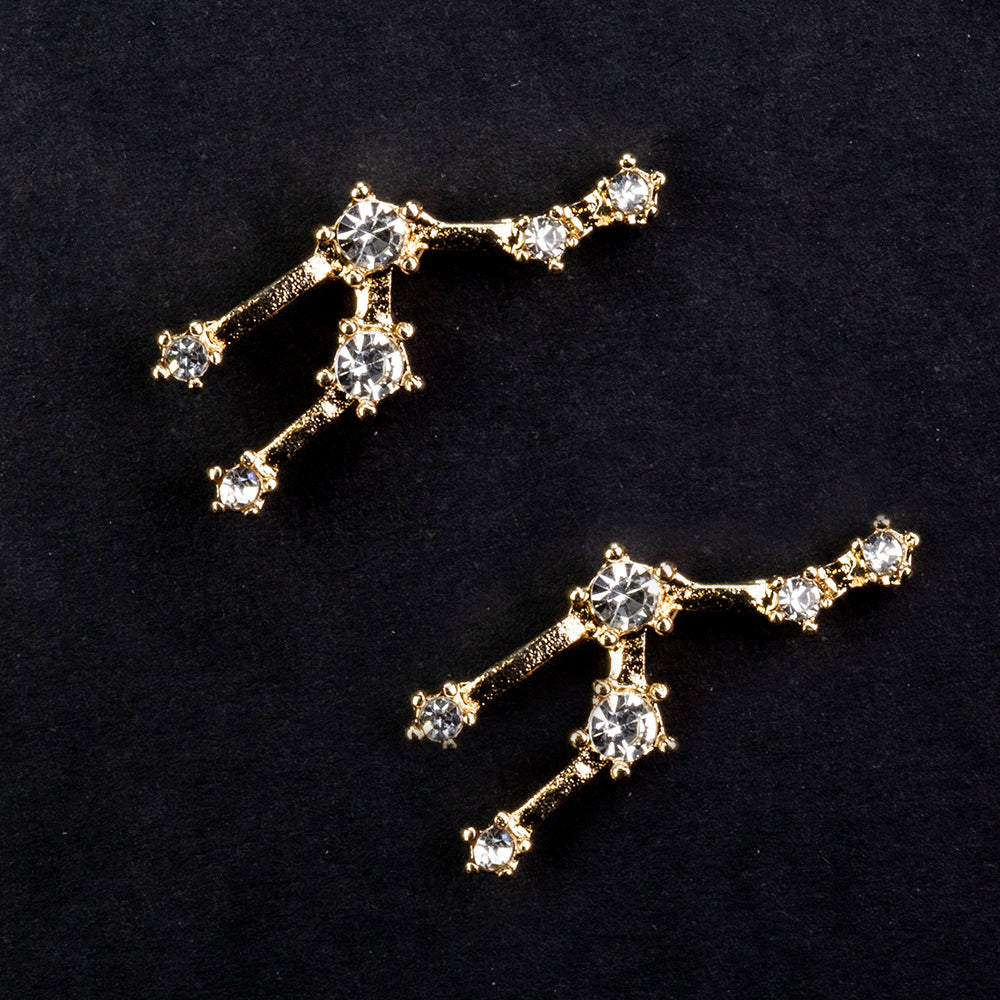 Býk Pozlacené Slitinové Náušnice s Bílým Emporia® Křišťálem