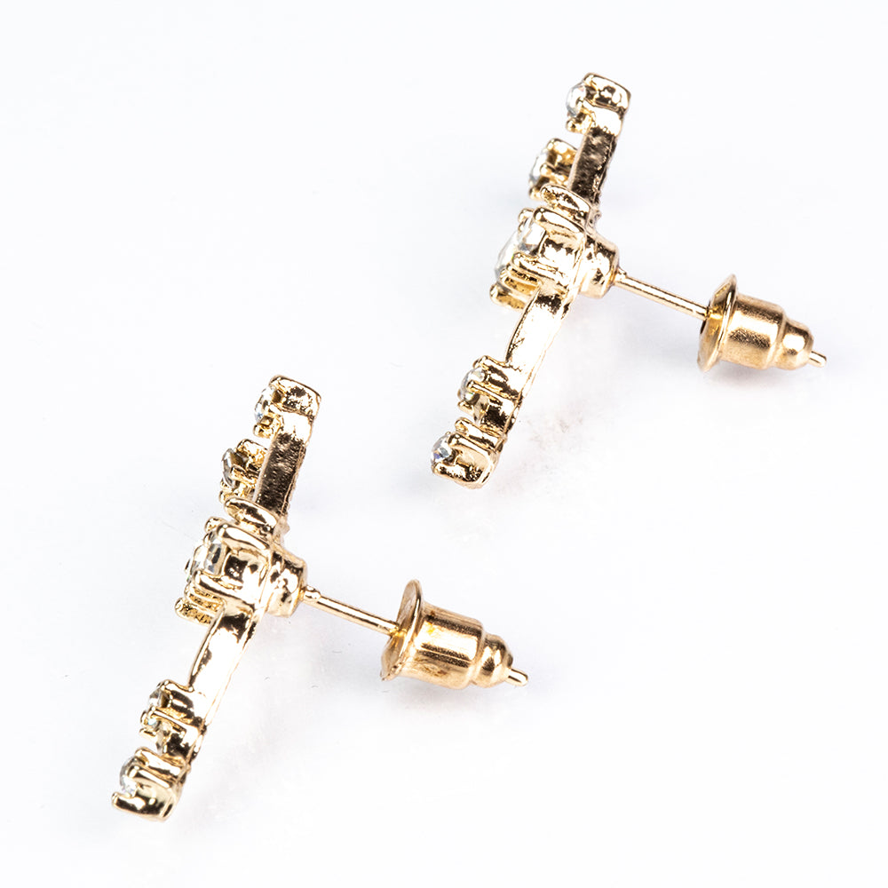 Býk Pozlacené Slitinové Náušnice s Bílým Emporia® Křišťálem 5 