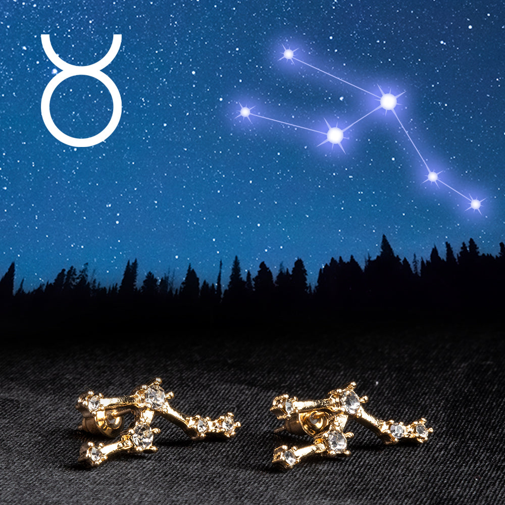 Býk Pozlacené Slitinové Náušnice s Bílým Emporia® Křišťálem 1 