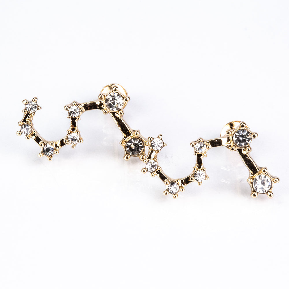 Lev Pozlacené Slitinové Náušnice s Bílým Emporia® Křišťálem