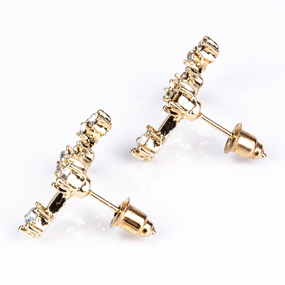 Lev Pozlacené Slitinové Náušnice s Bílým Emporia® Křišťálem 5 