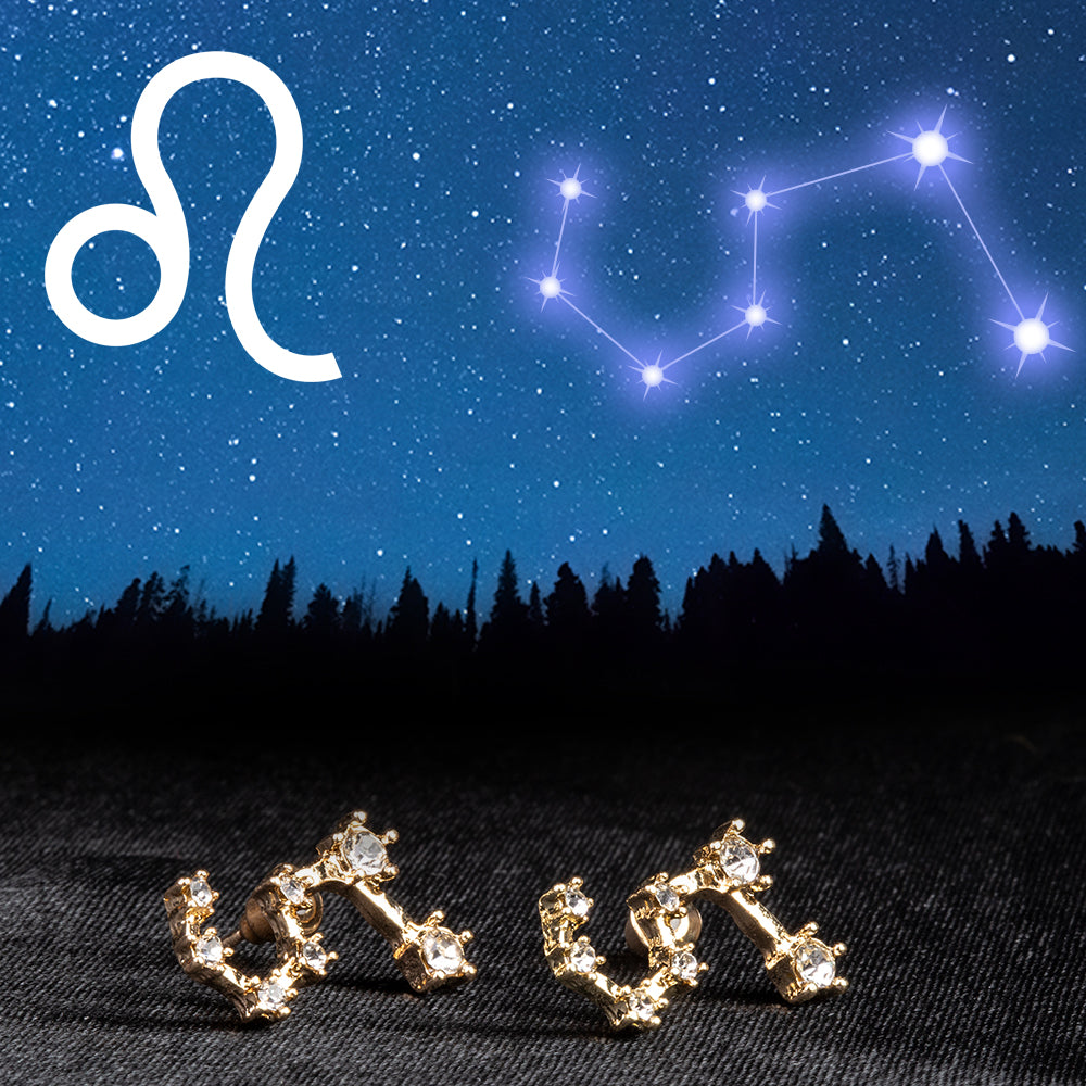 Lev Pozlacené Slitinové Náušnice s Bílým Emporia® Křišťálem 1 