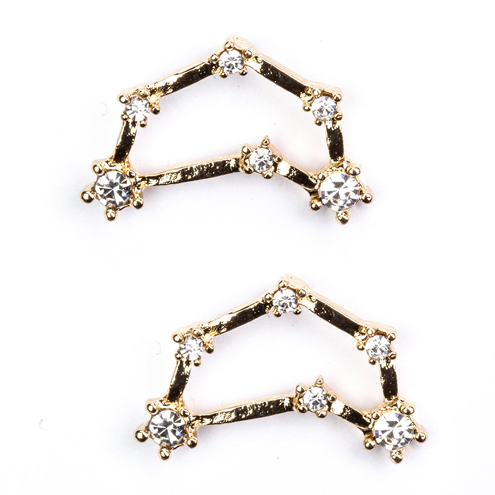 Kozoroh Pozlacené Slitinové Náušnice s Bílým Emporia® Křišťálem