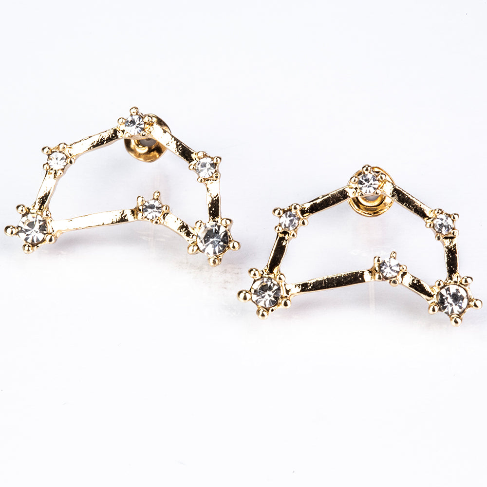 Kozoroh Pozlacené Slitinové Náušnice s Bílým Emporia® Křišťálem 4 