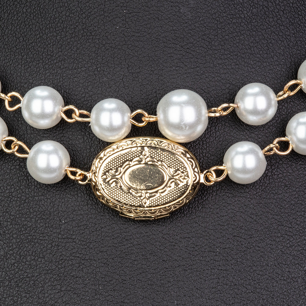 Pozlacená slitina - Náhrdelník se Skleněná Perla přibližná hmotnost: 53.33 gramů