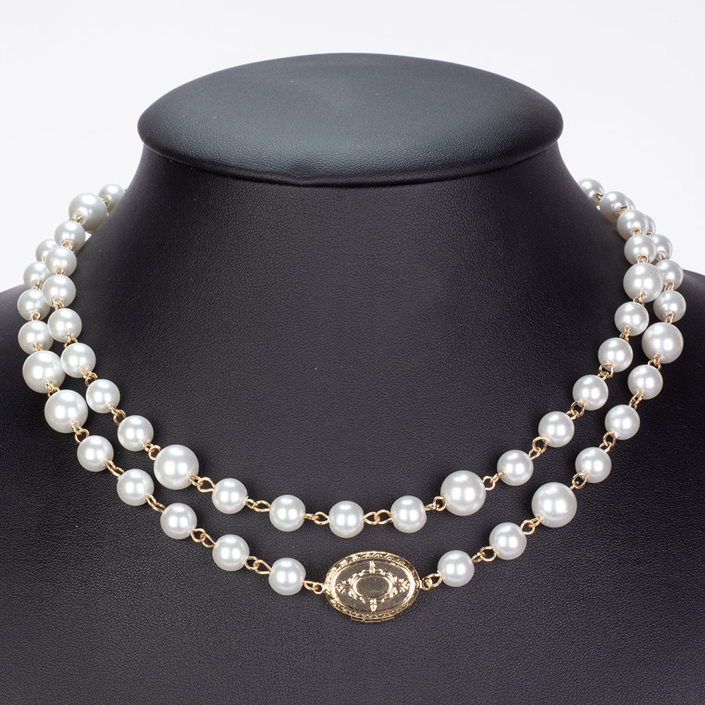 Pozlacená slitina - Náhrdelník se Skleněná Perla přibližná hmotnost: 53.33 gramů 7 