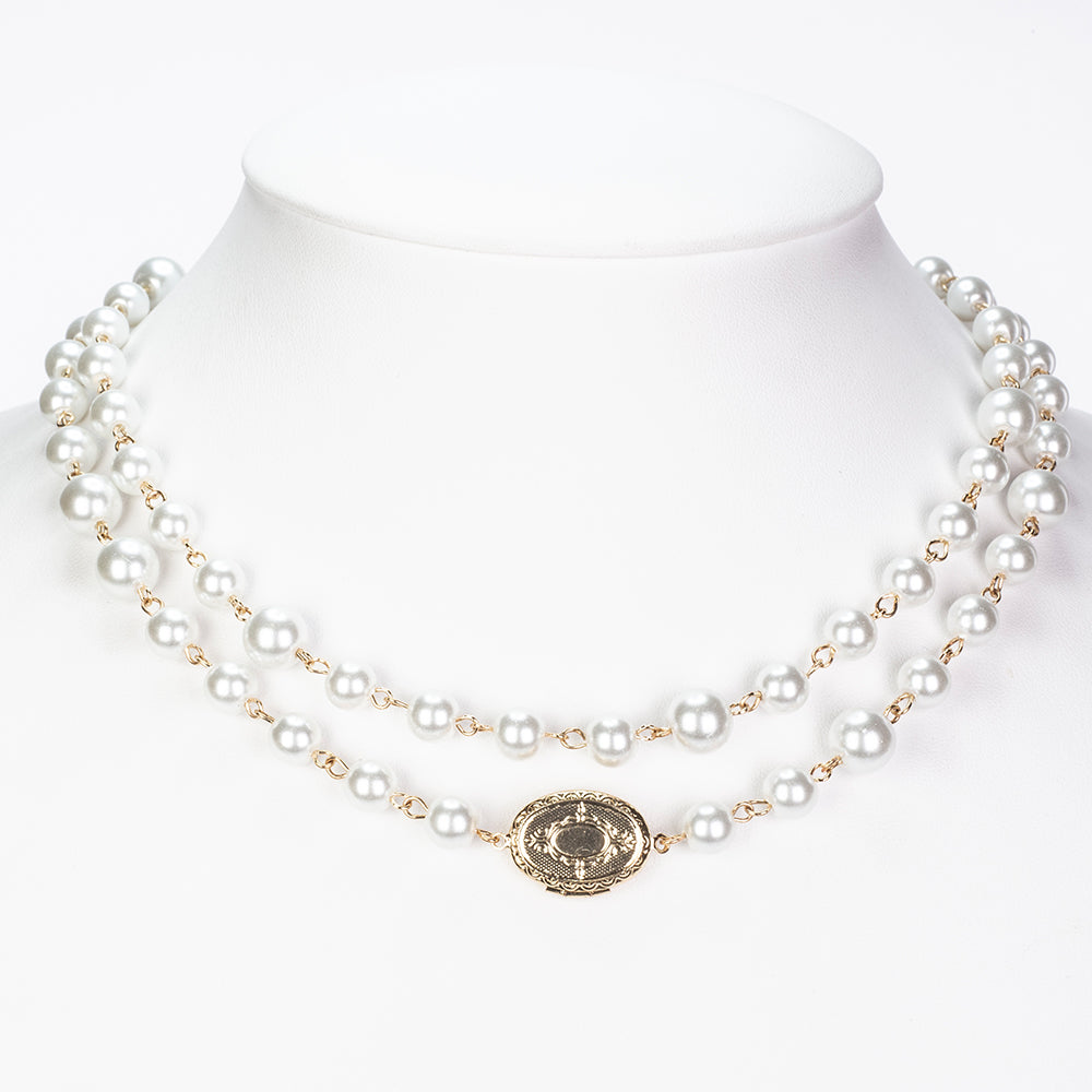 Pozlacená slitina - Náhrdelník se Skleněná Perla přibližná hmotnost: 53.33 gramů 8 