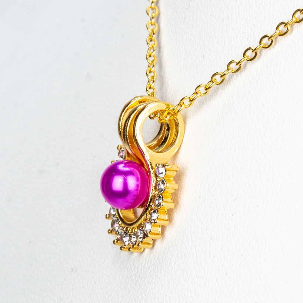 Pozlacená slitina - Sada s Bílou Sladkovodní Perlou a Bílým Emporia® Křišťálem - Karátové číslo: 3.41. přibližná hmotnost: 10 gramů ( Náhrdelník+Náušnice+Přívěsek ) 9 