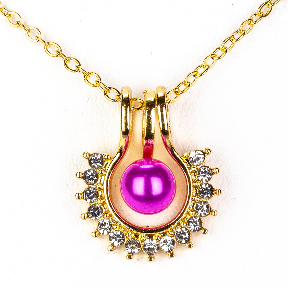 Pozlacená slitina - Sada s Bílou Sladkovodní Perlou a Bílým Emporia® Křišťálem - Karátové číslo: 3.41. přibližná hmotnost: 10 gramů ( Náhrdelník+Náušnice+Přívěsek ) 10 