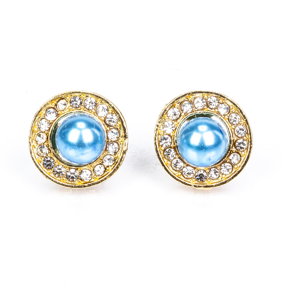 Pozlacená slitina - Sada s Bílou Sladkovodní Perlou a Bílým Emporia® Křišťálem - Karátové číslo: 3.41. přibližná hmotnost: 10 gramů ( Náhrdelník+Náušnice+Přívěsek )