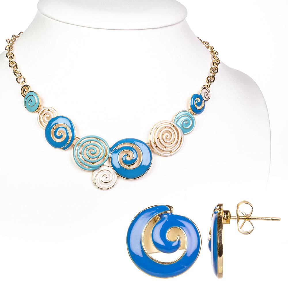 Pozlacená slitina - Sada se Smaltem přibližná hmotnost: 35.29 gramů ( Náhrdelník+Náušnice ) 1 