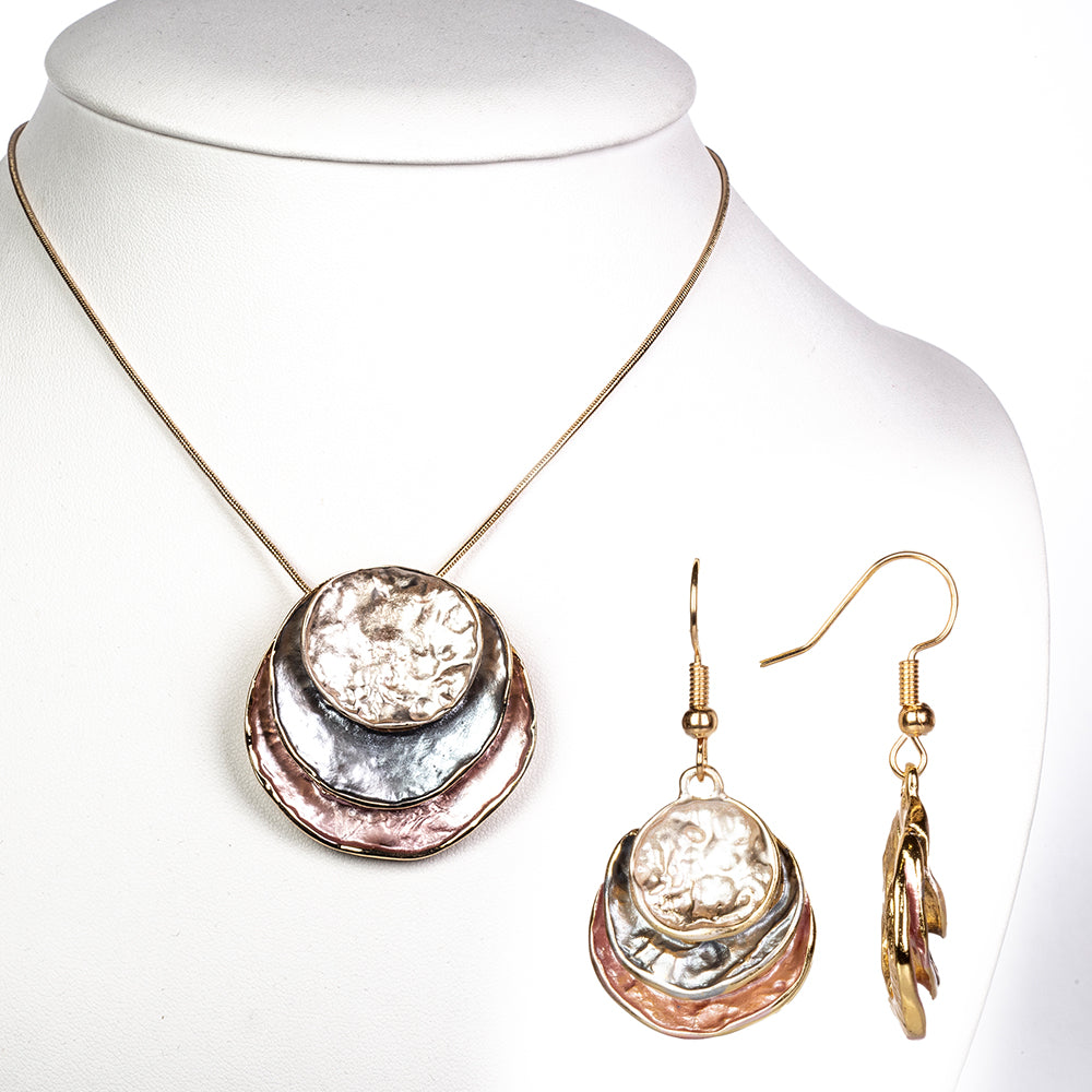 Pozlacená slitina - Sada se Smaltem přibližná hmotnost: 28.85 gramů ( Náhrdelník+Náušnice+Přívěsek ) 1 