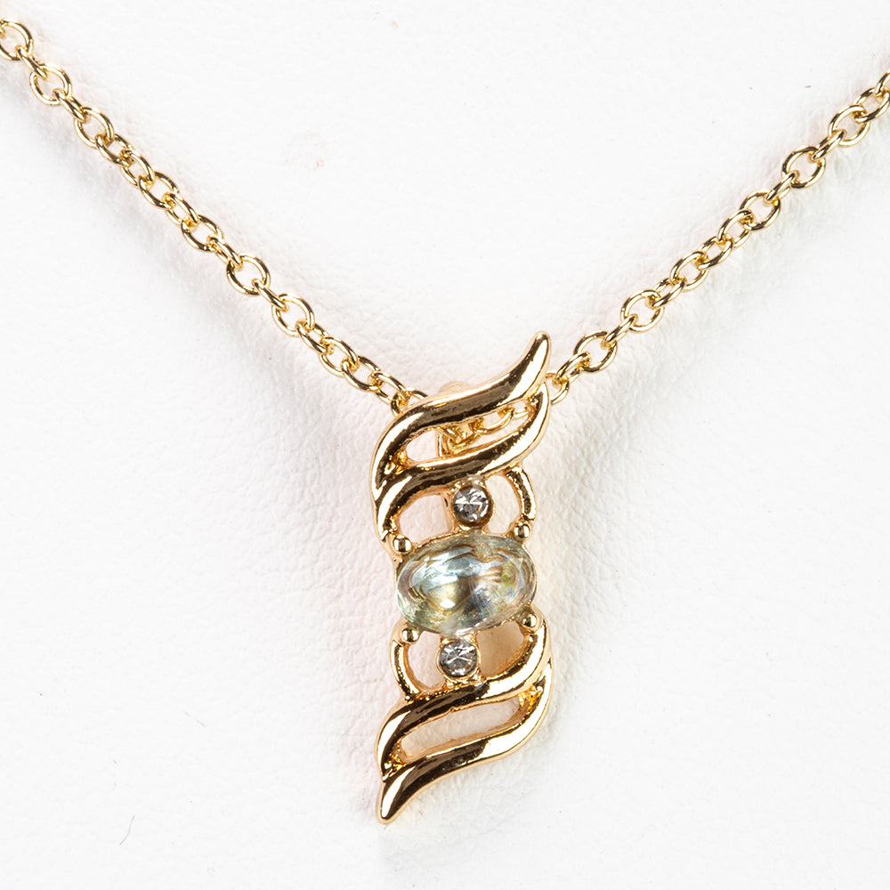 Pozlacený Slitinový Náhrdelník s Akvamarínem a Bílým Emporia® Křišťálem ( Náhrdelník+Přívěsek ) 1 