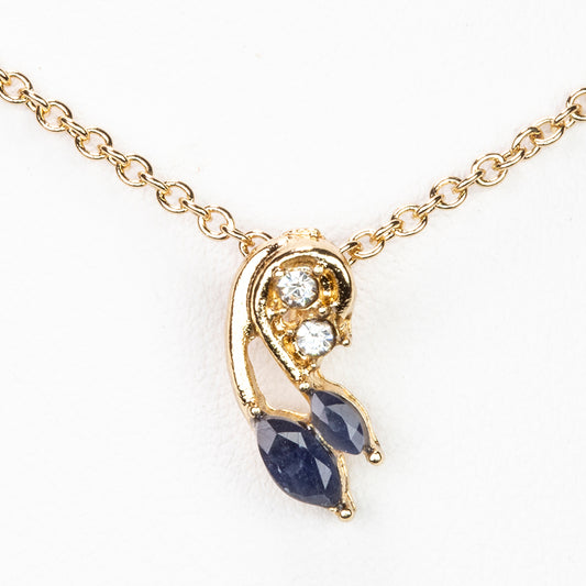 Pozlacený Slitinový Náhrdelník se Safírem a Bílým Emporia® Křišťálem ( Náhrdelník+Přívěsek )