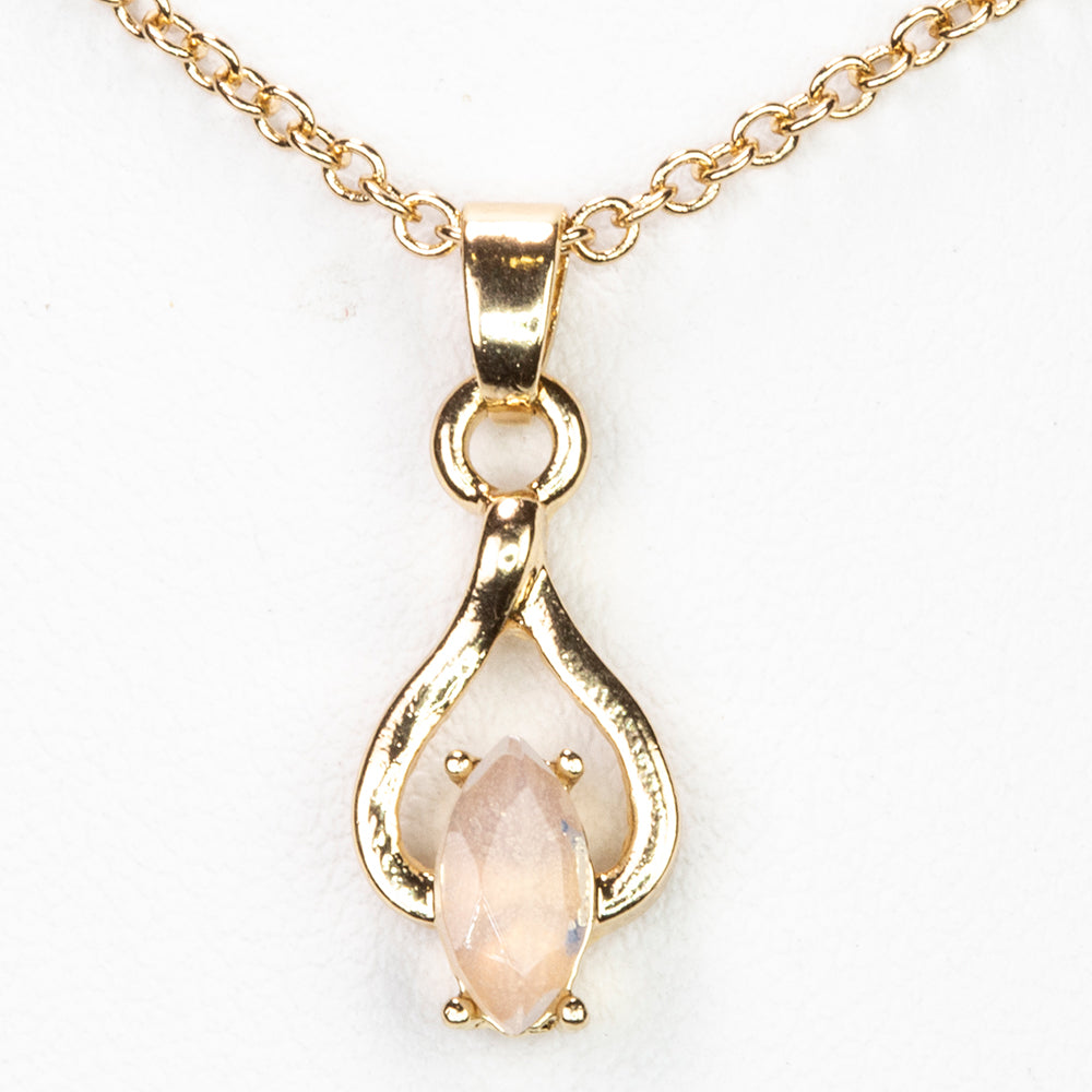 Pozlacený Slitinový Náhrdelník s Etiopským Opálem z Lega Dembi a Bílým Emporia® Křišťálem ( Náhrdelník+Přívěsek ) 1 