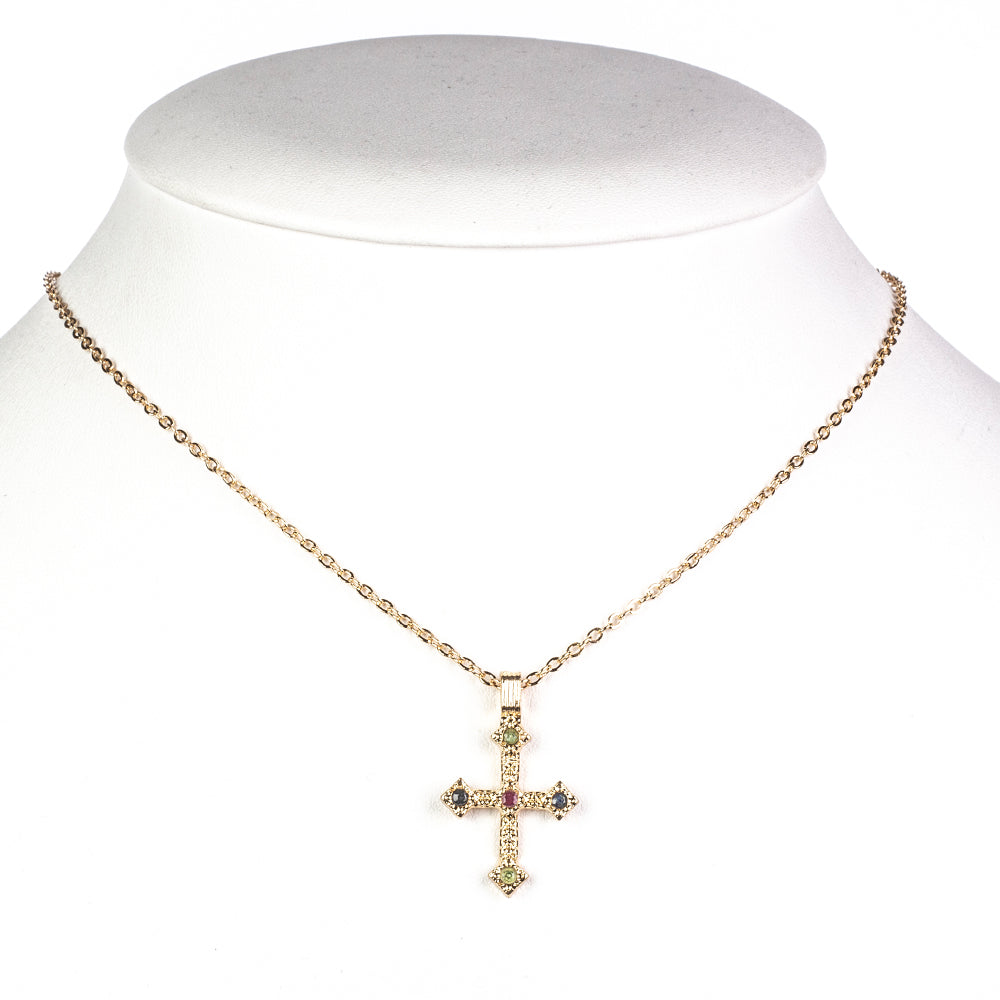 Pozlacená slitina - Náhrdelník s Barmským Rubínem a Brazilským Smaragdem - Karátové číslo: 0.23. přibližná hmotnost: 28.75 gramů ( Náhrdelník+Přívěsek ) 2 