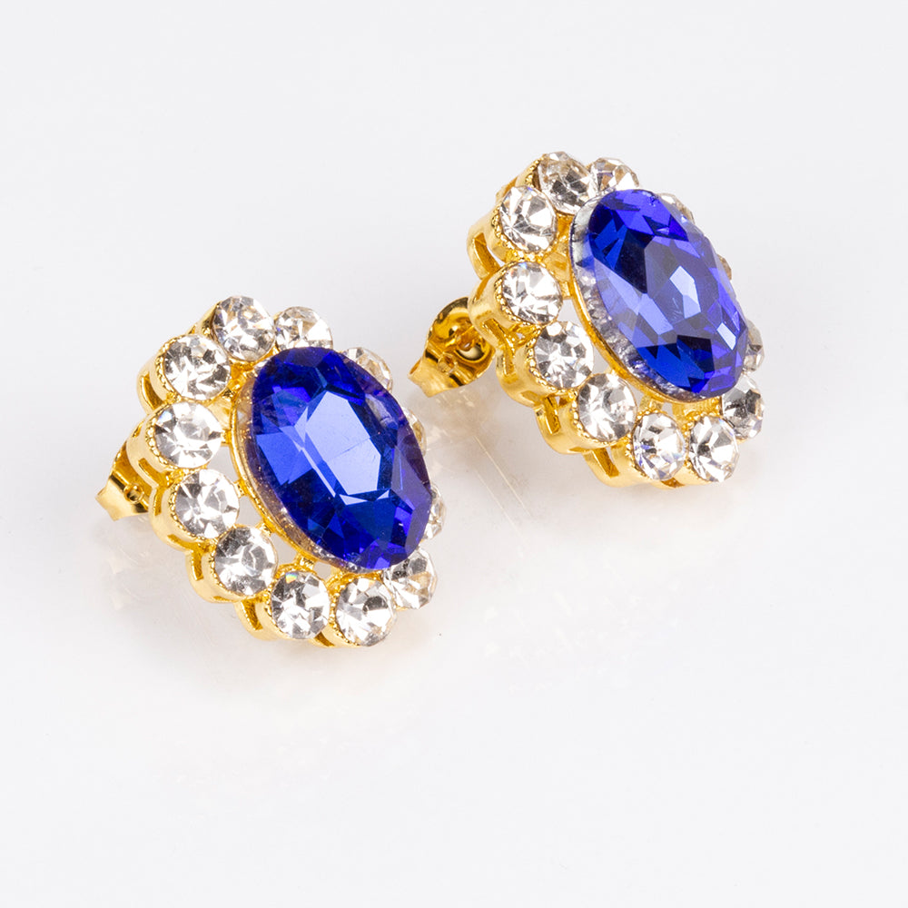 Pozlacená slitina - Sada s Modrým Emporia® Křišťálem a Bílým Emporia® Křišťálem přibližná hmotnost: 20 gramů ( Náhrdelník+Náušnice ) 2 