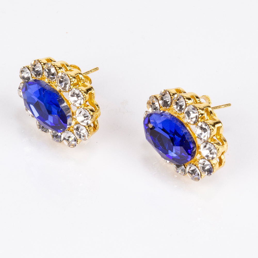 Pozlacená slitina - Sada s Modrým Emporia® Křišťálem a Bílým Emporia® Křišťálem přibližná hmotnost: 20 gramů ( Náhrdelník+Náušnice )