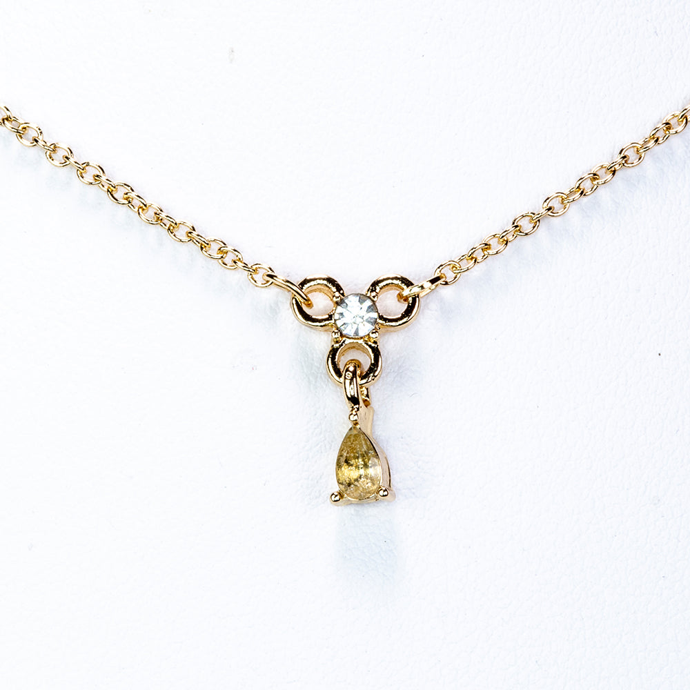 Pozlacená slitina - Náhrdelník s Bílým Emporia® Křišťálem - Karátové číslo: 0.02. přibližná hmotnost: 4.7 gramů ( Náhrdelník+Přívěsek ) 1 