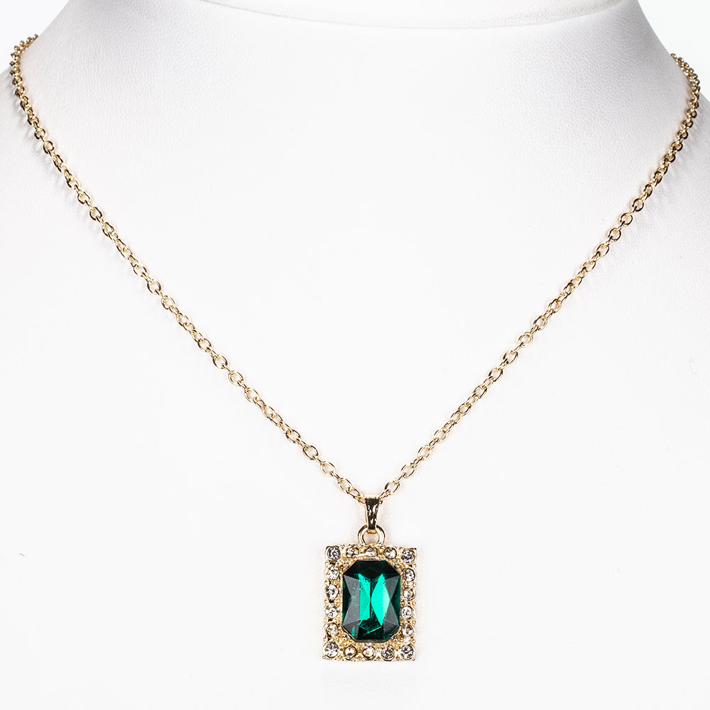 Pozlacená slitina - Hodinky se Zeleným Emporia® Křišťálem a Bílým Emporia® Křišťálem - Karátové číslo: 12. přibližná hmotnost: 57 gramů ( Náhrdelník+Náušnice+Přívěsek ) 4 