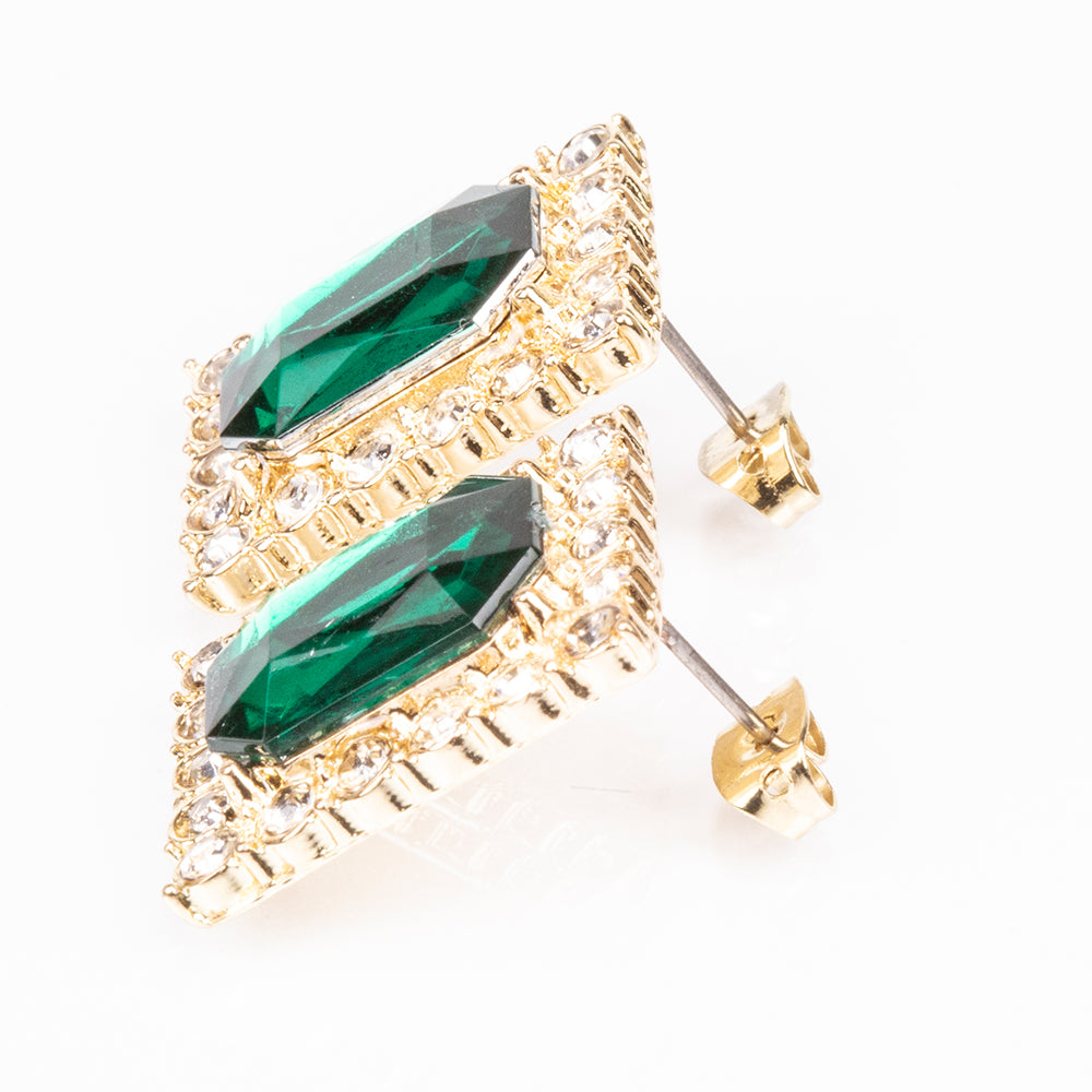 Pozlacená slitina - Hodinky se Zeleným Emporia® Křišťálem a Bílým Emporia® Křišťálem - Karátové číslo: 12. přibližná hmotnost: 57 gramů ( Náhrdelník+Náušnice+Přívěsek )