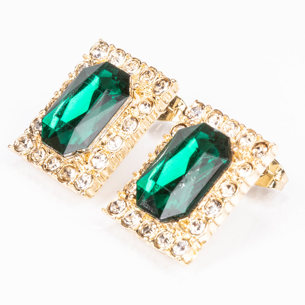 Pozlacená slitina - Hodinky se Zeleným Emporia® Křišťálem a Bílým Emporia® Křišťálem - Karátové číslo: 12. přibližná hmotnost: 57 gramů ( Náhrdelník+Náušnice+Přívěsek ) 11 